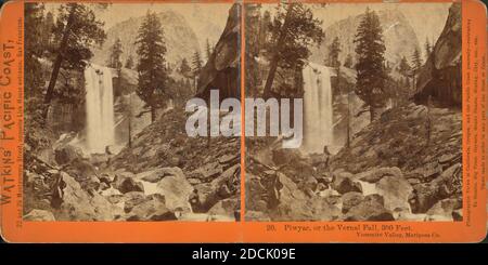 Piwyac, o la caduta Vernal, 300 piedi. Yosemite Valley, Mariposa Co., Still Image, Stereographs, 1861 - 1873, Watkins, Carleton E. (1829-1916 Foto Stock