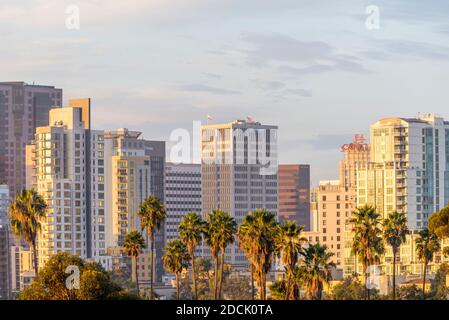 Edifici del centro di San Diego al mattino. San Diego, California, Stati Uniti. Foto Stock