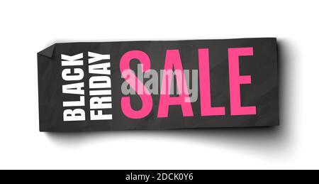 Banner vintage Vector su sfondo bianco per il venerdì nero. Offerta Black friday. Foto Stock