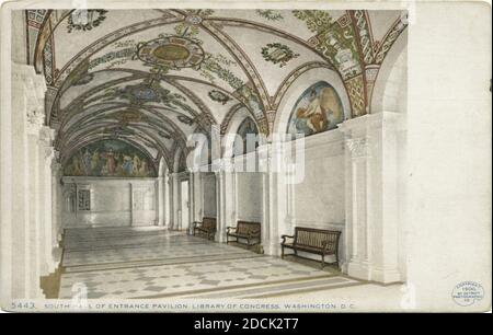 South Hall of Entrance Pavilion , Library of Congress, Washington, D. C., Still Image, Postcards, 1898 - 1931 Foto Stock