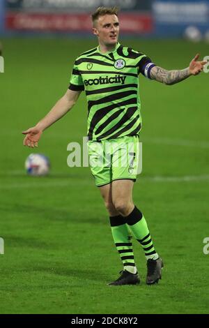 BARROW A FURNESS, INGHILTERRA. 21 NOVEMBRE Carl Winchester of Forest Green Rovers durante la partita Sky Bet League 2 tra Barrow e Forest Green Rovers a Holker Street, Barrow-in-Furness sabato 21 novembre 2020. (Credit: Mark Fletcher | MI News) Credit: MI News & Sport /Alamy Live News Foto Stock