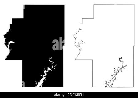 Cherokee County, Oklahoma state (Stati Uniti, Stati Uniti d'America, Stati Uniti, Stati Uniti, Stati Uniti) mappa vettoriale, abbozzare schizzo mappa Cherokee Illustrazione Vettoriale