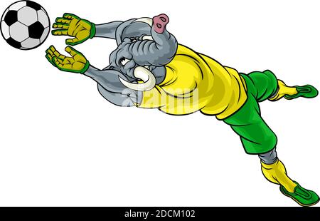 Elephant Soccer Football Player mascotte sportive Illustrazione Vettoriale