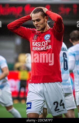 Silkeborg, Danimarca. 21 novembre 2020. Jeppe Gertsen (24) di Silkeborg SE visto durante la partita di 1. Divisione tra Silkeborg IF e FC Helsingor al Jysk Park di Silkeborg. (Foto: Gonzales Photo - Morten Kjaer). Foto Stock