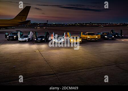 FrontRowSociety Shuttle in linea, Brabus e McLaren, Lamborghini, Francoforte sul meno, Germania Foto Stock