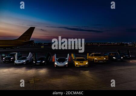 FrontRowSociety Shuttle in linea, Brabus e McLaren, Lamborghini, Francoforte sul meno, Germania Foto Stock