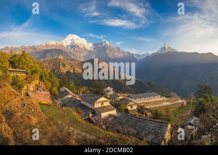 Scenario del villaggio di ghandruk vicino a Pokhara in Nepal Foto Stock