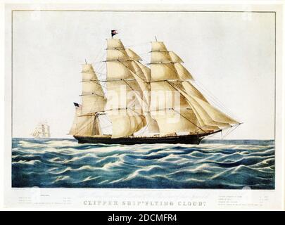 Clipper Ship 'Flying Cloud' e Brown Jr editore N Currier 1852 Foto Stock