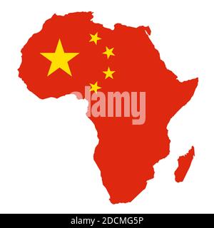 SIGNIFICATO METAFORA: Mappa dell'Africa a colori della Cina come metafora delle attività economiche cinesi sulla terra africana Foto Stock