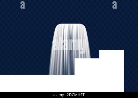 Caduta cascata isolata o schizzi fluidi su sfondo trasparente. Illustrazione Vettoriale