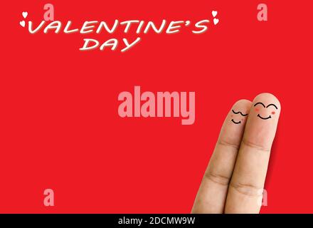 San Valentino tema smiley dito disegno Foto Stock