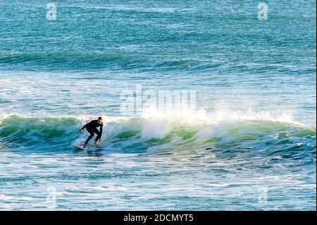 Inchydoney, West Cork, Irlanda. 22 novembre 2020. La soleggiata spiaggia di Inchydoney è stata oggi una destinazione molto apprezzata in una splendida domenica di novembre con un sacco di sole. I surfers hanno preso all'acqua per prendere alcune onde. Credit: AG News/Alamy Live News Foto Stock