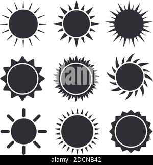 Sun set di icone illustrazione vettoriale isolati su sfondo bianco Illustrazione Vettoriale