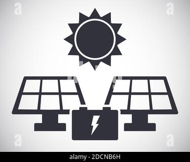 I pannelli dell'energia solare stanno caricando un'icona della batteria, illustrazione vettoriale Illustrazione Vettoriale