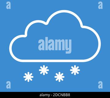 Nube di neve per neve e meteo coperto simbolo line art icona vettore Illustrazione Vettoriale