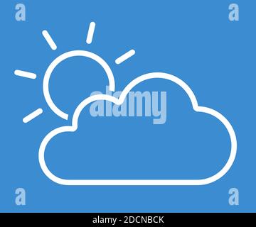 Sole e nuvola per l'arte della linea meteorologica nuvolosa e sovrastante simbolo dell'icona Illustrazione Vettoriale