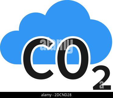 Icona CO2 con simbolo di emissione ecologica cloud blu Illustrazione Vettoriale