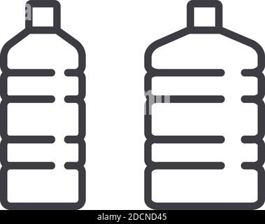 Illustrazione vettoriale della linea di bottiglie d'acqua in plastica Illustrazione Vettoriale