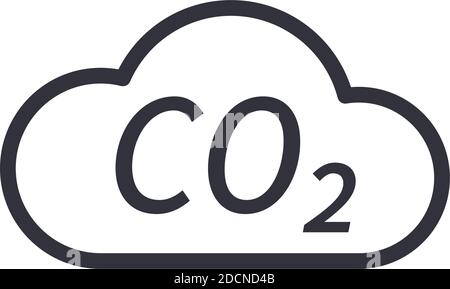 Icona CO2 con simbolo ART della linea di emissione ecologica nel cloud blu Illustrazione Vettoriale