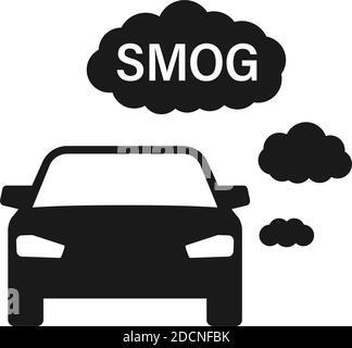 Auto con fumé fumé simbolo fumé icona spia inquinamento vettore illustrazione Illustrazione Vettoriale