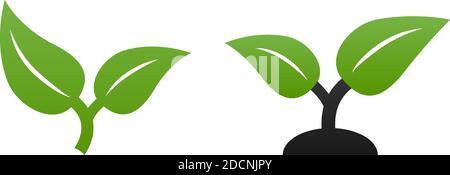 Green Seedling ramo con foglie eco crescente agricoltura icona e. simbolo Illustrazione Vettoriale