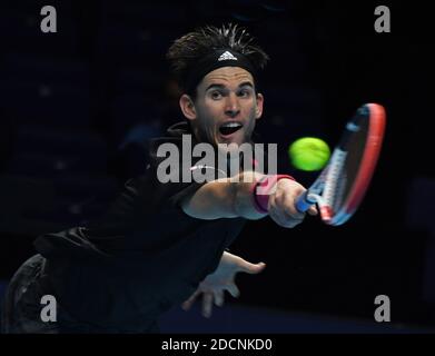 Londra, Regno Unito. 22 novembre 2020. Londra 02 Arena Nitto ATP Finals Day 8 22/11/2020 Singles Final Dominic Thiem (AUT) contro Daniil Medvedev (RUS) Credit: Roger Parker/Alamy Live News Foto Stock