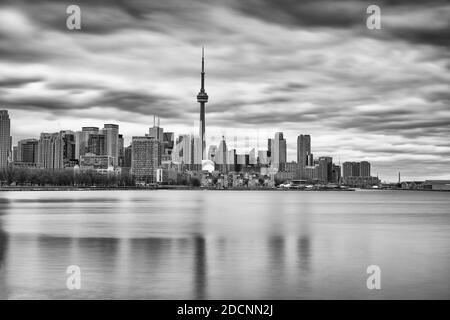 Immagine in bianco e nero dello skyline di Toronto. Toronto, Ontario, Canada Foto Stock