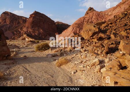 Bei colori delle montagne vicino alla rotta di Israele nel sud Foto Stock