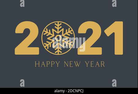Felice anno nuovo 2021 vacanza vettoriale testo design. Illustrazione Vettoriale