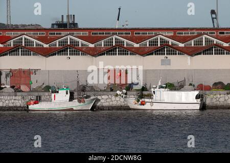 Piccole imbarcazioni da pesca ormeggiate nel porto di Algeciras, Cadice, Spagna Foto Stock