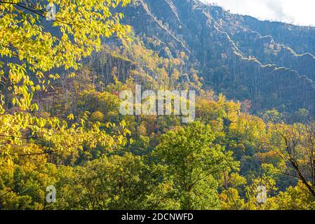 Great Smoky Mountains National Park tramonto autunnale vicino a Gatlinburg, Tennessee. (STATI UNITI) Foto Stock