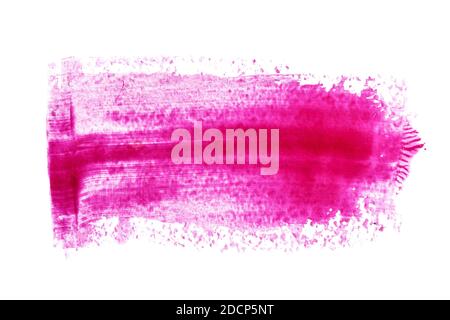Breve tratto di pennello rosa acquerello isolato su sfondo bianco. Illustrazione astratta Foto Stock