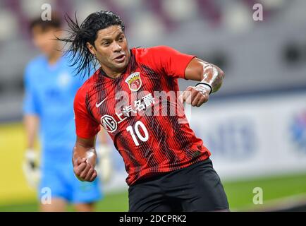 Doha, Qatar. 22 novembre 2020. Hulk di Shanghai SIGG celebra il suo obiettivo durante la partita del gruppo H tra Shanghai SIGG della Cina e Jeonbuk Hyundai Motors della Corea del Sud alla AFC Champions League 2020 a Doha, capitale del Qatar, 22 novembre 2020. Credit: Nikku/Xinhua/Alamy Live News Foto Stock