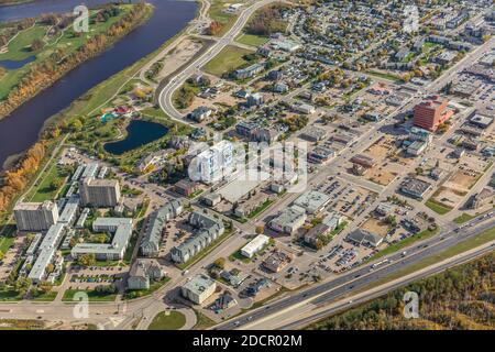 Foto aerea del centro di Fort McMurray, Alberta Canada. Foto Stock