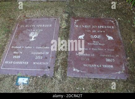 Los Angeles, California, USA 17 novembre 2020 UNA visione generale dell'atmosfera dell'attrice Wendie Jo Sperber's grave e del padre Burton Sperber e della madre Charlene Sperber's graves al Mount Sinai Cemetery Hollywood Hills il 17 novembre 2020 a Los Angeles, California, USA. Foto di Barry King/Alamy Stock foto Foto Stock