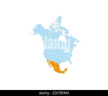 Messico su vettore mappa Nord America. Illustrazione vettoriale. Illustrazione Vettoriale