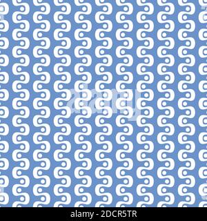 Disegno astratto della curva e della ripetizione a punti. Simpatico vettore ripetizione senza giunture di strisce e punti ondulati. Cute sfondo geometrico in blu e bianco. Illustrazione Vettoriale