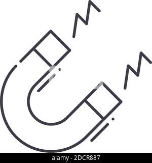 Icona dei lead di marketing, illustrazione isolata lineare, vettore di linea sottile, segno di disegno web, simbolo del concetto di contorno con tratto modificabile su sfondo bianco Illustrazione Vettoriale