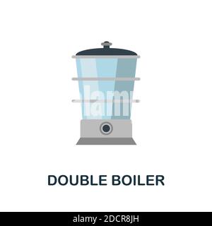 Icona doppia caldaia. Elemento semplice della collezione di elettrodomestici da cucina. Icona Creative Double Boiler per web design, modelli, infografiche e altro ancora Illustrazione Vettoriale