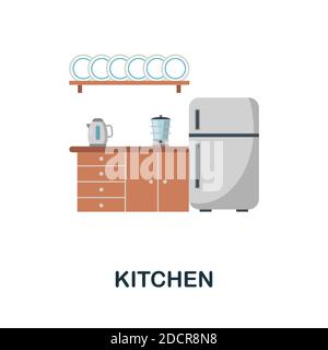 Icona cucina. Icona monocromatica Simple Kitchen per modelli, web design e infografiche Illustrazione Vettoriale
