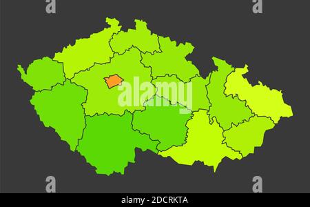 La mappa termica della popolazione della Repubblica Ceca è un'illustrazione della densità di colore Foto Stock