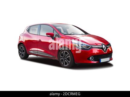 Auto familiare berlina francese, vista laterale isolata su sfondo bianco Foto Stock