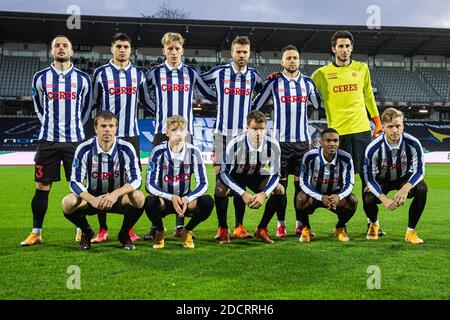 Aarhus, Danimarca. 22 novembre 2020. La line-up AGF si è vista prima della partita 3F Superliga tra Aarhus GF e FC Midtjylland al Ceres Park di Aarhus. (Photo Credit: Gonzales Photo/Alamy Live News Foto Stock