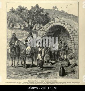 Incisione su legno della Fontana della Vergine, Nazareth dalla pittoresca Palestina, Sinai ed Egitto di Wilson, Charles William, Sir, 1836-1905; Lane-Poole, Stanley, 1854-1931 Volume 2. Pubblicato a New York da D. Appleton nel 1881-1884 Foto Stock