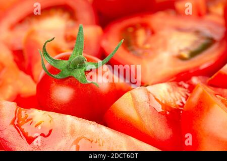 Pomodori rossi di fondo. Verdure fresche Foto Stock