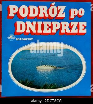 Foto di un viaggio sul fiume Dnieper crociera Intourist brochure dal 1976 a colori Podroz po Dnieprze Foto Stock