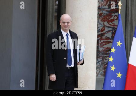 Ministro dell'Educazione Nazionale Jean-Michel Blanquer durante la riunione settimanale del Gabinetto, Parigi, Francia il 4 aprile 2018 Foto di Henri Szwarco/ABACAPRESS.COM Foto Stock