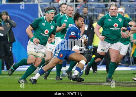 Francia Teddy Thomas durante il torneo Rugby Natwest 6 Nations, Francia contro Irlanda allo stadio Stade de France di Saint-Denis, Francia, il 3 febbraio 2018. L'Irlanda ha vinto il 15-13. Foto di Henri Szwarc/ABACAPRESS.COM Foto Stock