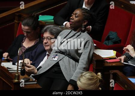 Daniele Obono di 'la France Insoumise' durante la sessione di interrogazioni al governo dell' Assemblea Nazionale di Parigi, in Francia, il 31 gennaio 2018 Foto di Henri Szwarco/ABACAPRESS.COM Foto Stock