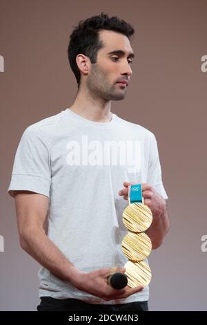 Martin Fourcade alla conferenza stampa dell'accademia MGEN a Parigi, Francia, il 06 aprile 2018. Foto di Nasser Berzane/ABACAPRESS.COM Foto Stock